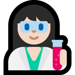 Como o emoji do Cientista mulher: pele clara é exibido no Microsoft.