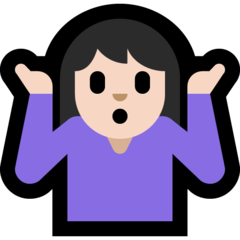 How Woman Shrugging: Light Skin Tone emoji looks on Microsoft.