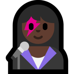 How Woman Singer: Dark Skin Tone emoji looks on Microsoft.