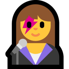 How Woman Singer emoji looks on Microsoft.