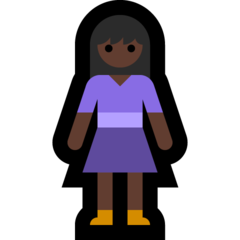 How Woman Standing: Dark Skin Tone emoji looks on Microsoft.