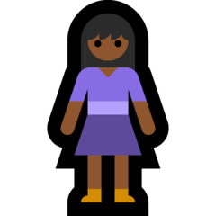 How Woman Standing: Medium-Dark Skin Tone emoji looks on Microsoft.