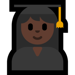 How Woman Student: Dark Skin Tone emoji looks on Microsoft.