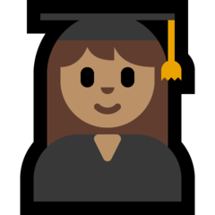 How Woman Student: Medium Skin Tone emoji looks on Microsoft.