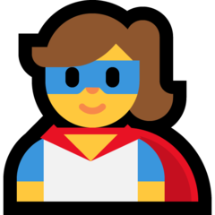 Bagaimana emoji Adi wira wanita kelihatan di Microsoft.