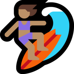 How Woman Surfing: Medium Skin Tone emoji looks on Microsoft.