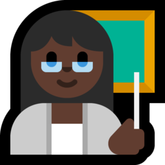 How Woman Teacher: Dark Skin Tone emoji looks on Microsoft.