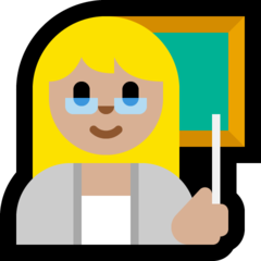 Hvordan Kvinnelig lærer: hudtype 3 emoji ser ut på Microsoft.