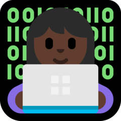 Bagaimana emoji Ahli teknologi wanita: ton kulit gelap kelihatan di Microsoft.