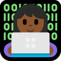 Bagaimana emoji Ahli teknologi wanita: ton kulit sederhana gelap kelihatan di Microsoft.