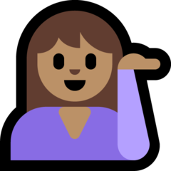 A quoi ressemblent les emoji Femme paume vers le haut: peau légèrement mate sur Microsoft.