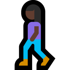 A quoi ressemblent les emoji Femme qui marche: peau foncée sur Microsoft.