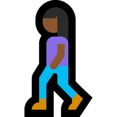 A quoi ressemblent les emoji Femme qui marche: peau mate sur Microsoft.