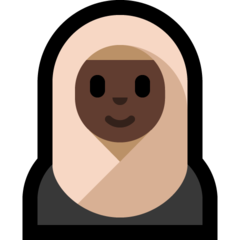 Hoe Vrouw met hoofddoek: donkere huidskleur emoji eruit ziet op Microsoft.