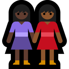 How Women Holding Hands: Dark Skin Tone, Medium-Dark Skin Tone emoji looks on Microsoft.