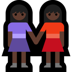 How Women Holding Hands: Dark Skin Tone emoji looks on Microsoft.