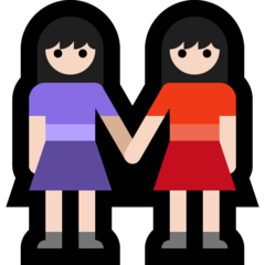 How Women Holding Hands: Light Skin Tone emoji looks on Microsoft.