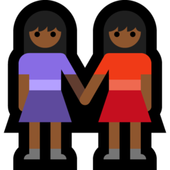 How Women Holding Hands: Medium-Dark Skin Tone emoji looks on Microsoft.