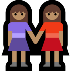 How Women Holding Hands: Medium Skin Tone emoji looks on Microsoft.