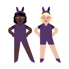 A quoi ressemblent les emoji Femmes avec des oreilles de lapin : peau foncée et peau moyennement claire sur Microsoft.