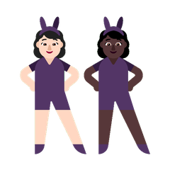 A quoi ressemblent les emoji Femmes avec des oreilles de lapin : peau claire et peau foncée sur Microsoft.