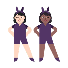 A quoi ressemblent les emoji Femmes avec des oreilles de lapin : peau claire et peau mate sur Microsoft.