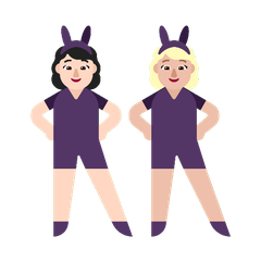 A quoi ressemblent les emoji Femmes avec des oreilles de lapin : peau claire et peau moyennement claire sur Microsoft.