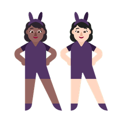 A quoi ressemblent les emoji Femmes avec des oreilles de lapin : peau mate et peau claire sur Microsoft.