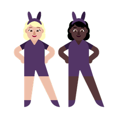 A quoi ressemblent les emoji Femmes avec des oreilles de lapin : peau moyennement claire et peau foncée sur Microsoft.