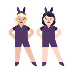 A quoi ressemblent les emoji Femmes avec des oreilles de lapin : peau moyennement claire et peau claire sur Microsoft.