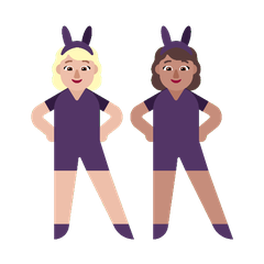 A quoi ressemblent les emoji Femmes avec des oreilles de lapin : peau moyennement claire et peau légèrement mate sur Microsoft.