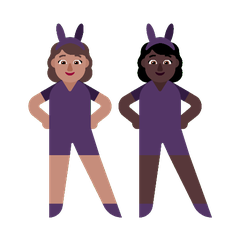 A quoi ressemblent les emoji Femmes avec des oreilles de lapin : peau légèrement mate et peau foncée sur Microsoft.