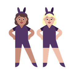 A quoi ressemblent les emoji Femmes avec des oreilles de lapin : peau légèrement mate et peau moyennement claire sur Microsoft.