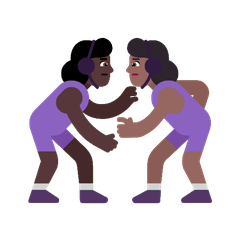 A quoi ressemblent les emoji Lutteuses : peau foncée et peau mate sur Microsoft.