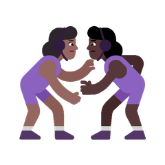 A quoi ressemblent les emoji Lutteuses : peau mate et peau foncée sur Microsoft.
