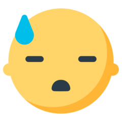 Bagaimana Downcast Face with Sweat emoji terlihat di Mozilla.