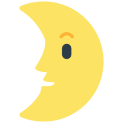 How First Quarter Moon Face emoji looks on Mozilla.