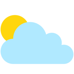 Hoe Zon achter wolk emoji eruit ziet op Mozilla.