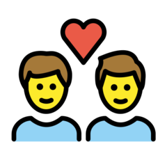 Como o emoji do Casal apaixonado: homem e homem é exibido no Openmoji.