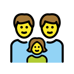 Hvordan Familie: mand, mand og pige emoji ser ud på Openmoji.