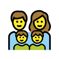 Como o emoji do Família: homem, mulher, menino e menino é exibido no Openmoji.