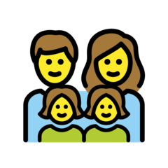 Como o emoji do Família: homem, mulher, menina e menina é exibido no Openmoji.