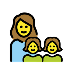 Como o emoji do Família: mulher, menina e menina é exibido no Openmoji.