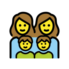 Hvordan Familie: kvinde, kvinde, dreng og dreng emoji ser ud på Openmoji.