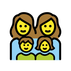 Come Famiglia: donna, donna, bambina e bambino emoji appare su Openmoji.