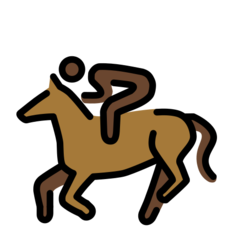 How Horse Racing: Dark Skin Tone emoji looks on Openmoji.