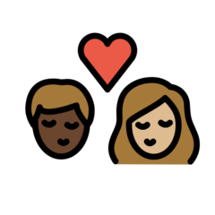 A quoi ressemblent les emoji Bisou : adulte, adulte, peau foncée et peau moyennement claire sur Openmoji.