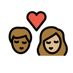 A quoi ressemblent les emoji Bisou : adulte, adulte, peau mate et peau moyennement claire sur Openmoji.