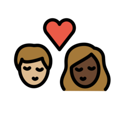 How Kiss: Person, Person, Medium-Light Skin Tone, Dark Skin Tone emoji looks on Openmoji.