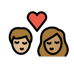 A quoi ressemblent les emoji Bisou : adulte, adulte, peau moyennement claire et peau légèrement mate sur Openmoji.